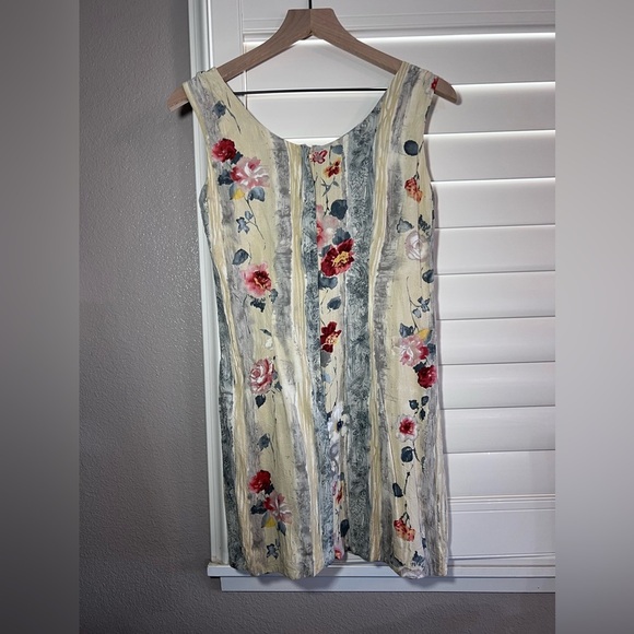 Jams World Antique Flowers on White Sleeveless Dress Vintage Small - Picture 4 of 11